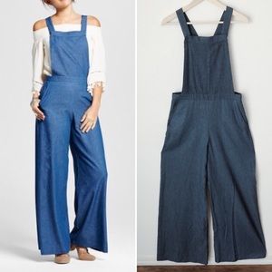 NWOT Chambray Wide Leg Apron Overalls / Jumper